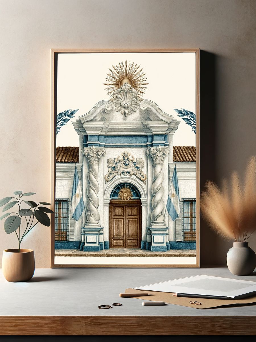 Colonial Facade Architecture Print. — room view 2