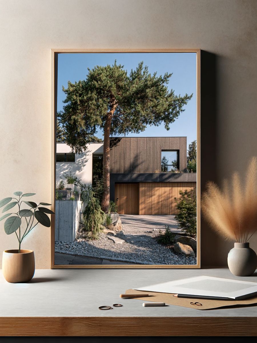 Modern House in Pines Photography Poster. — room view 2