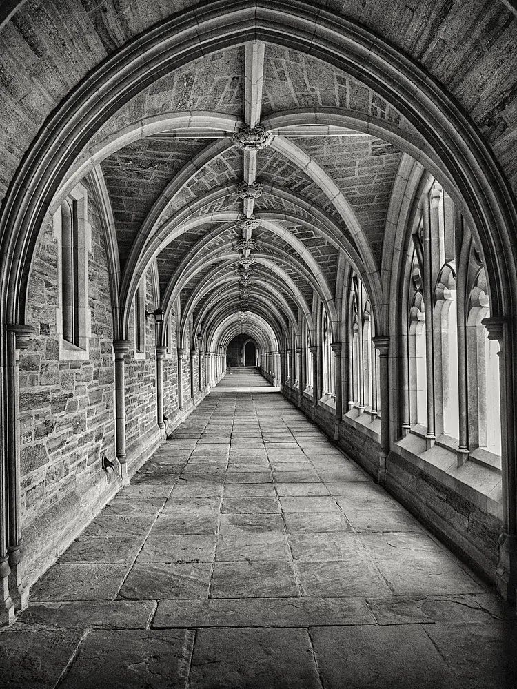 Corridor black white. poster — architecture art