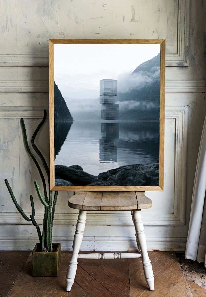 Misty Fjord Glass Tower Print. — room view 1