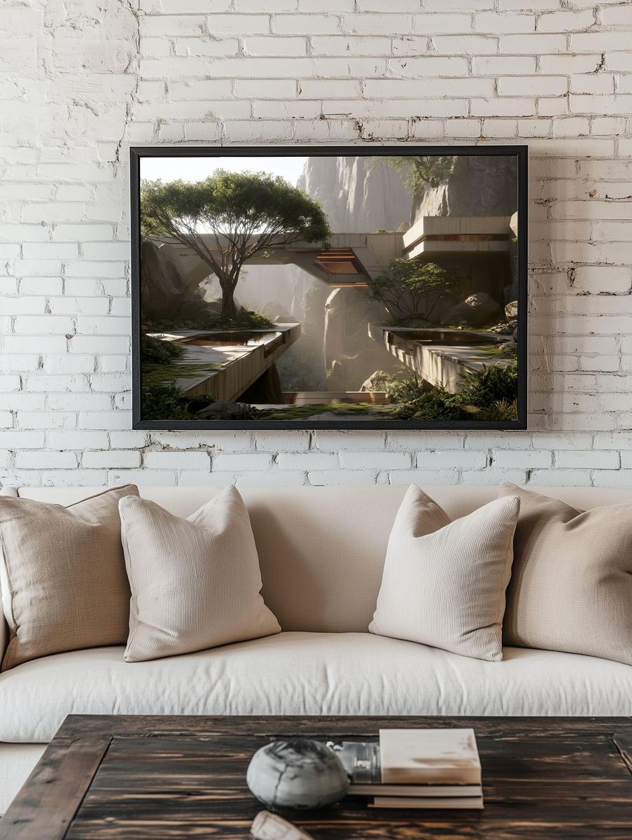 Futuristic Canyon Retreat Print. room preview