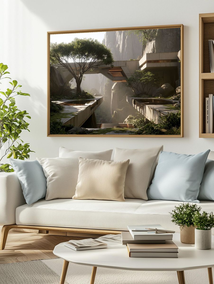 Futuristic Canyon Retreat Print. — room view 2