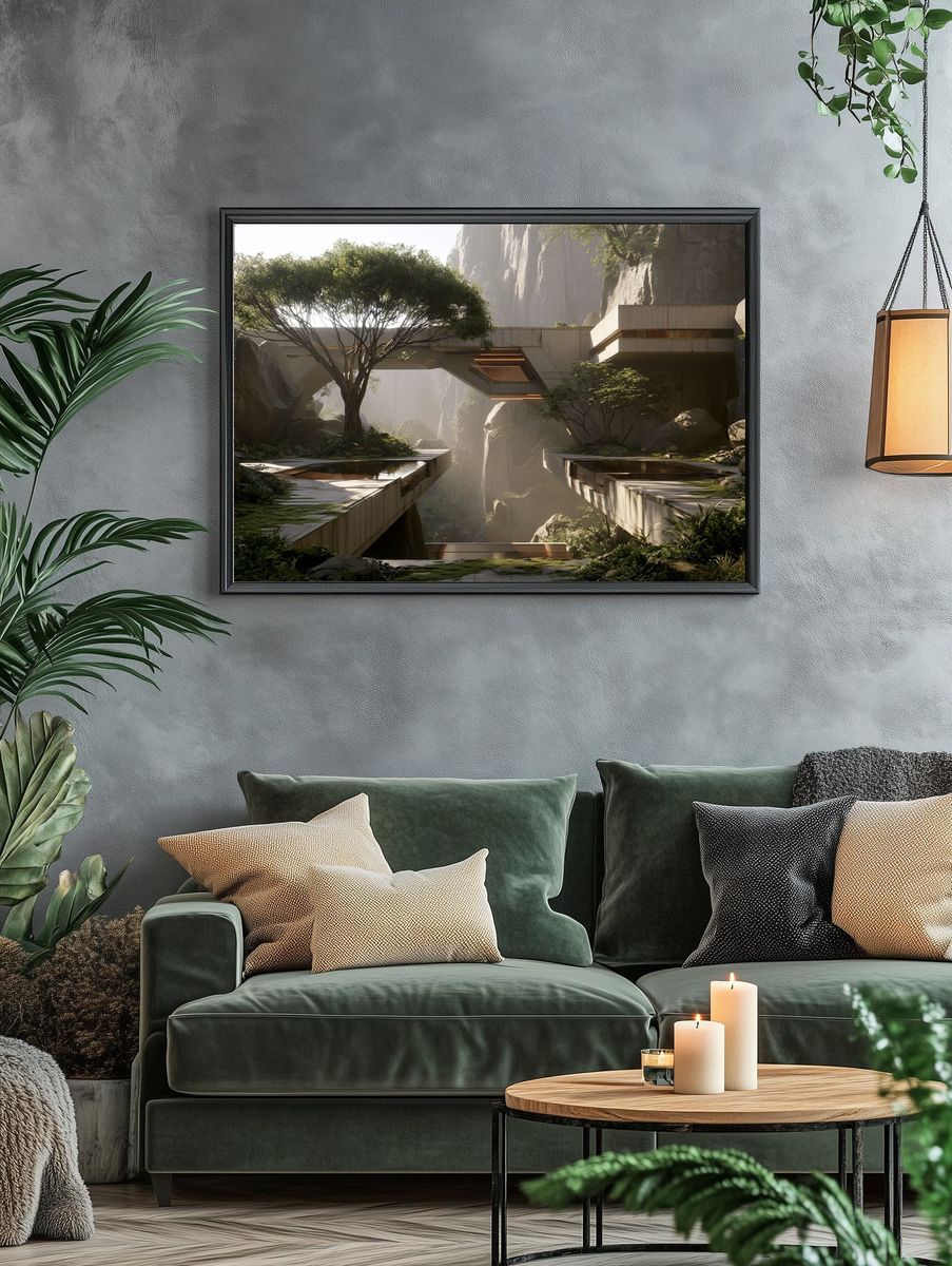 Futuristic Canyon Retreat Print. — room view 4