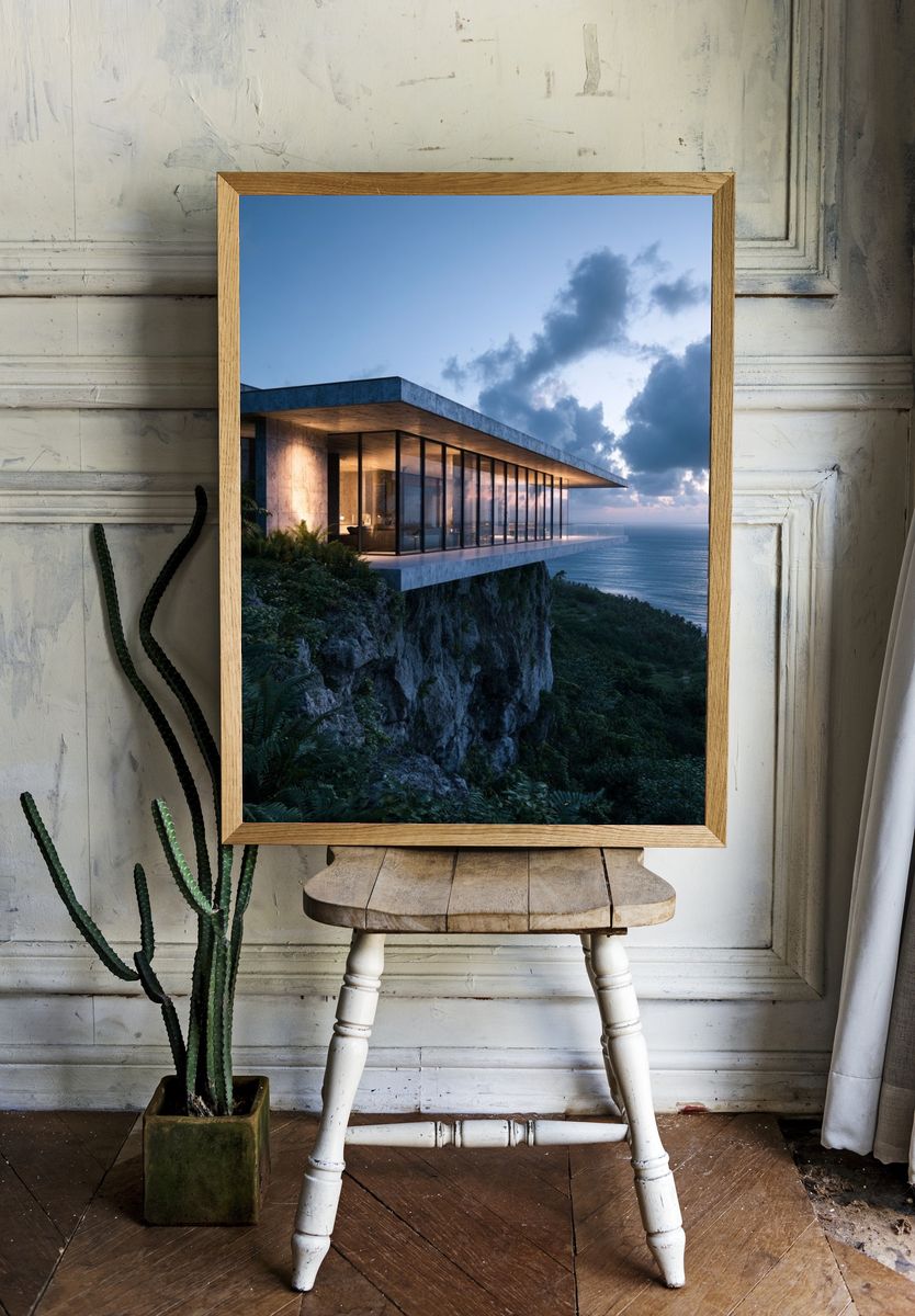 Cliffside Modern Villa Poster. room preview