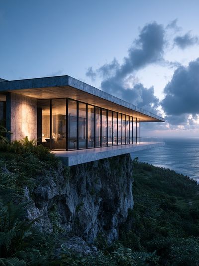 Cliffside Modern Villa Poster. poster
