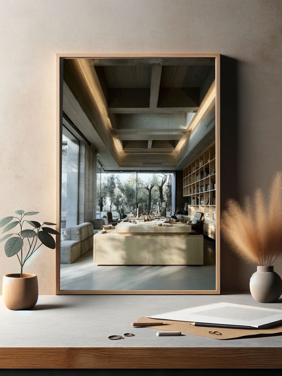 Modern Concrete Office Interior Print. — room view 2