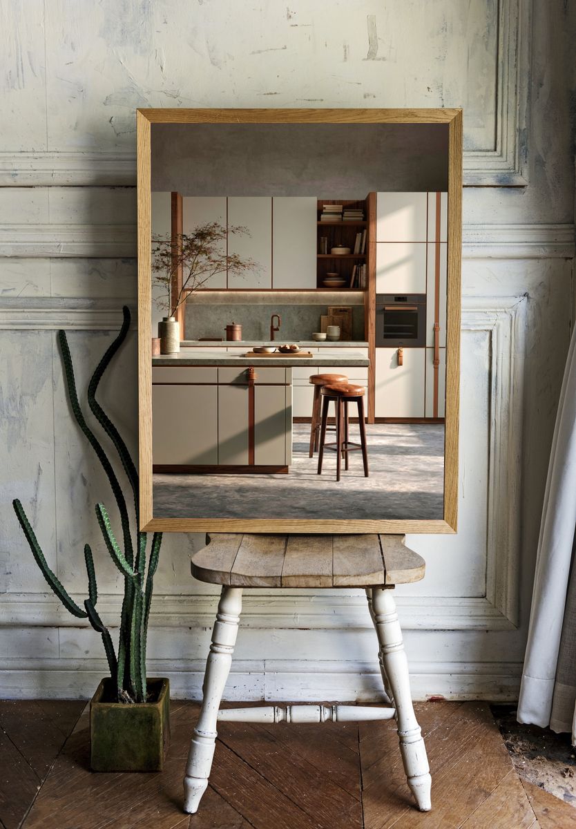 Japandi Kitchen Interior Print. room preview