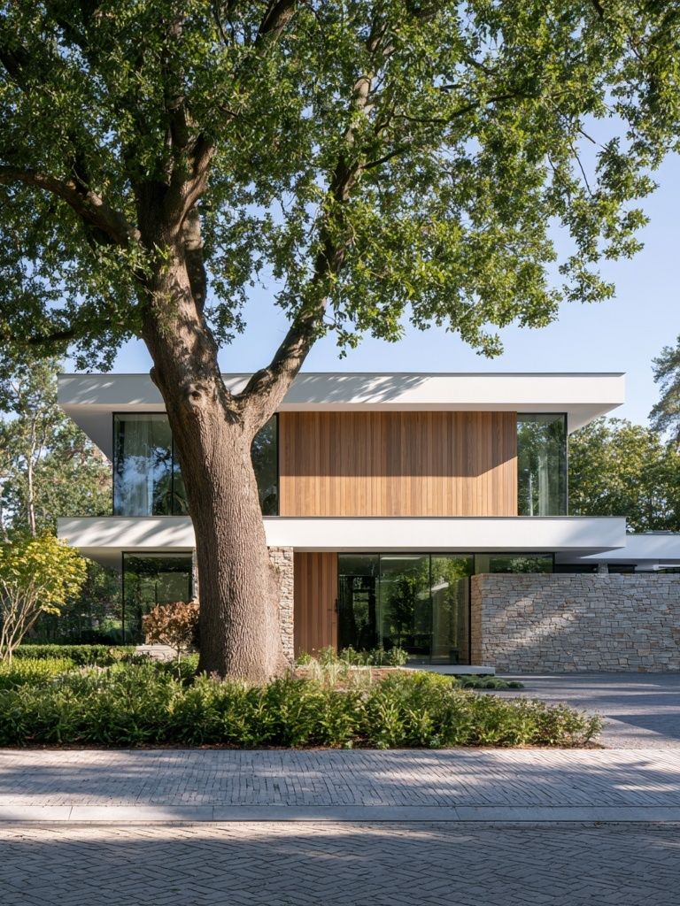 Modern House in Trees Photography Poster. poster detail