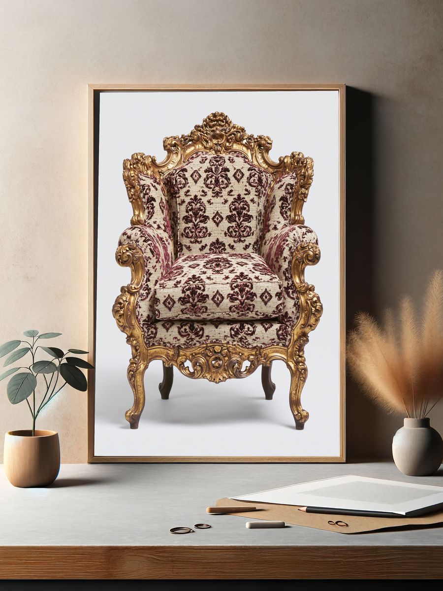 Ornate Baroque Armchair Print. — room view 2