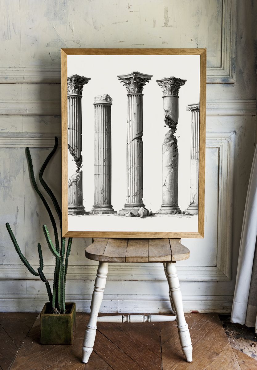 Broken Classical Columns Print. — room view 1
