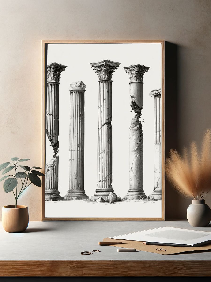 Broken Classical Columns Print. — room view 2