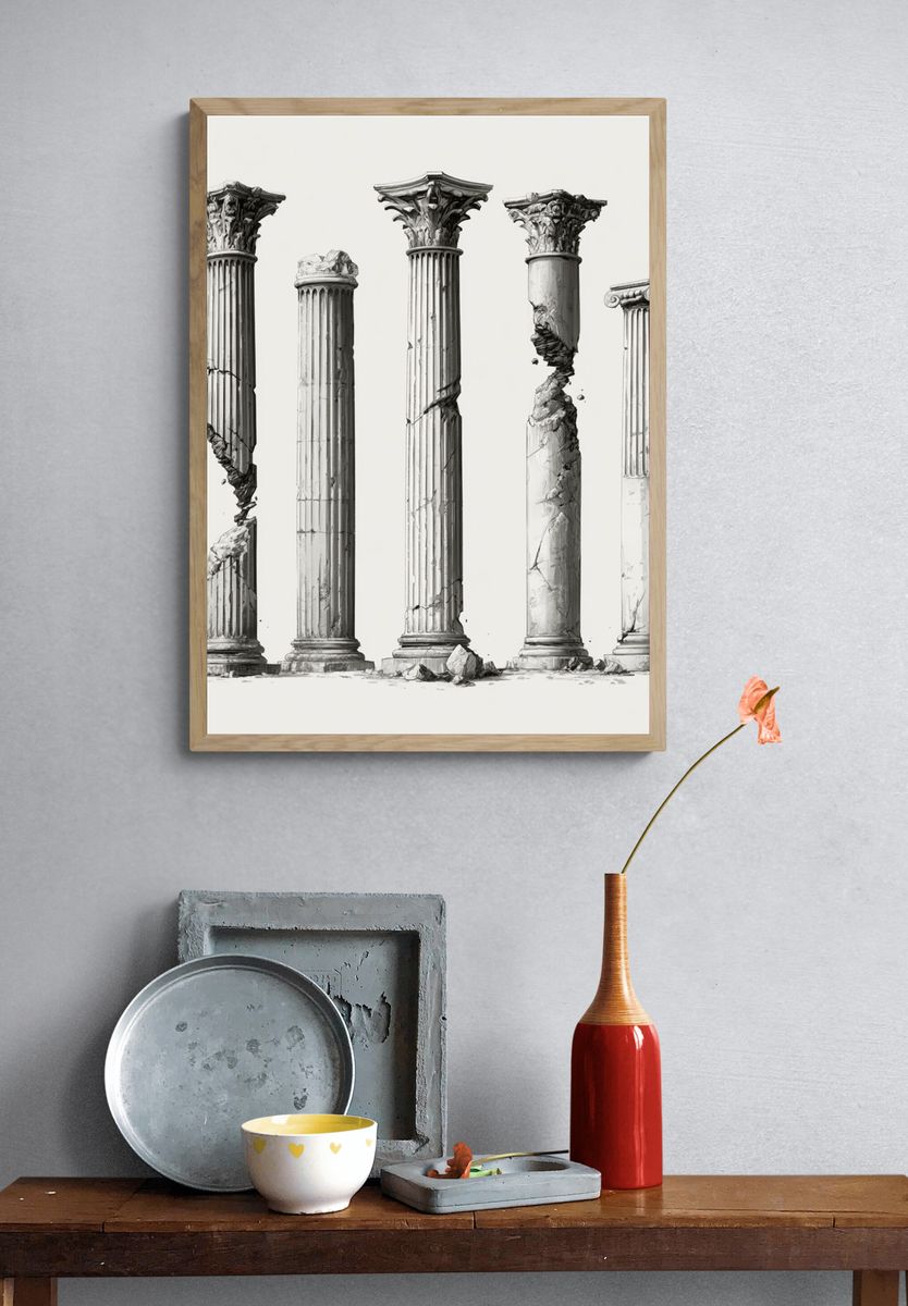 Broken Classical Columns Print. — room view 3