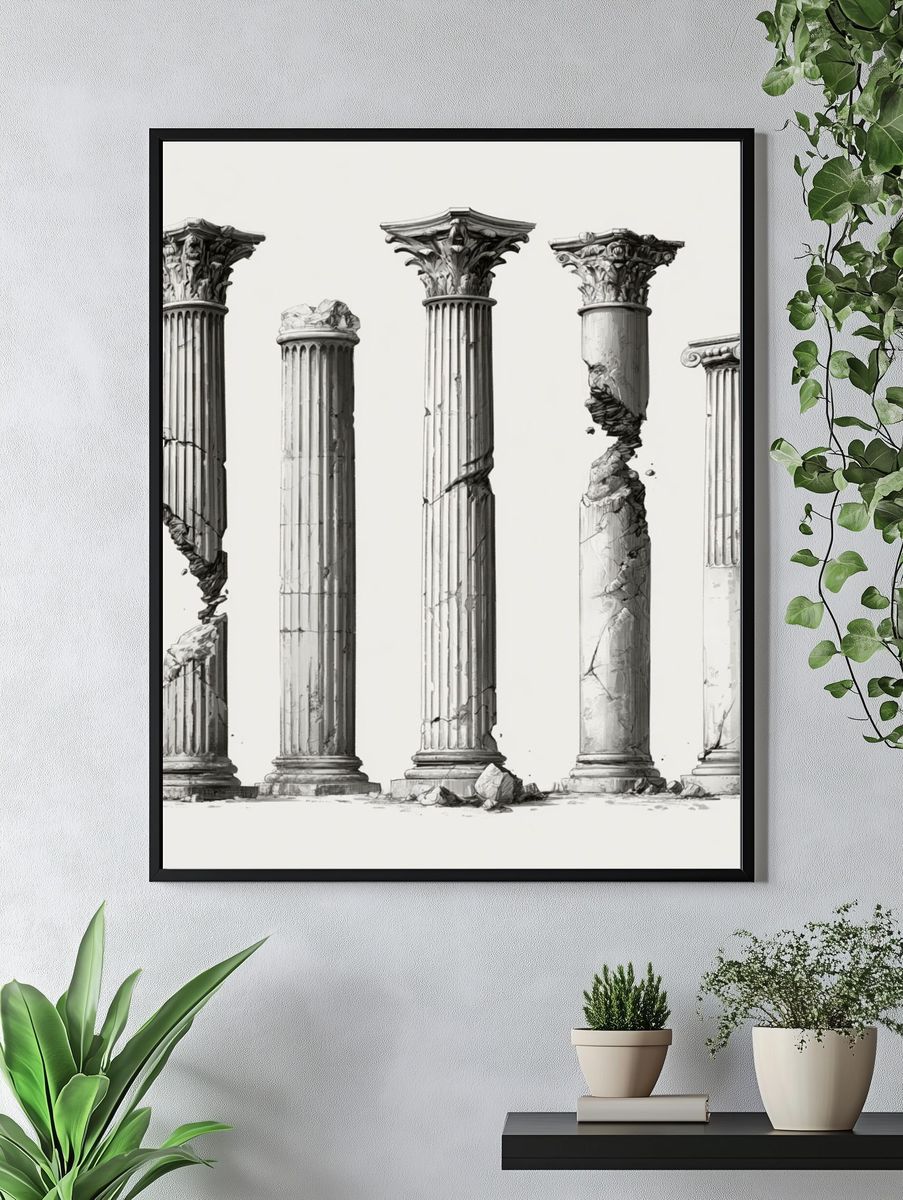 Broken Classical Columns Print. — room view 4