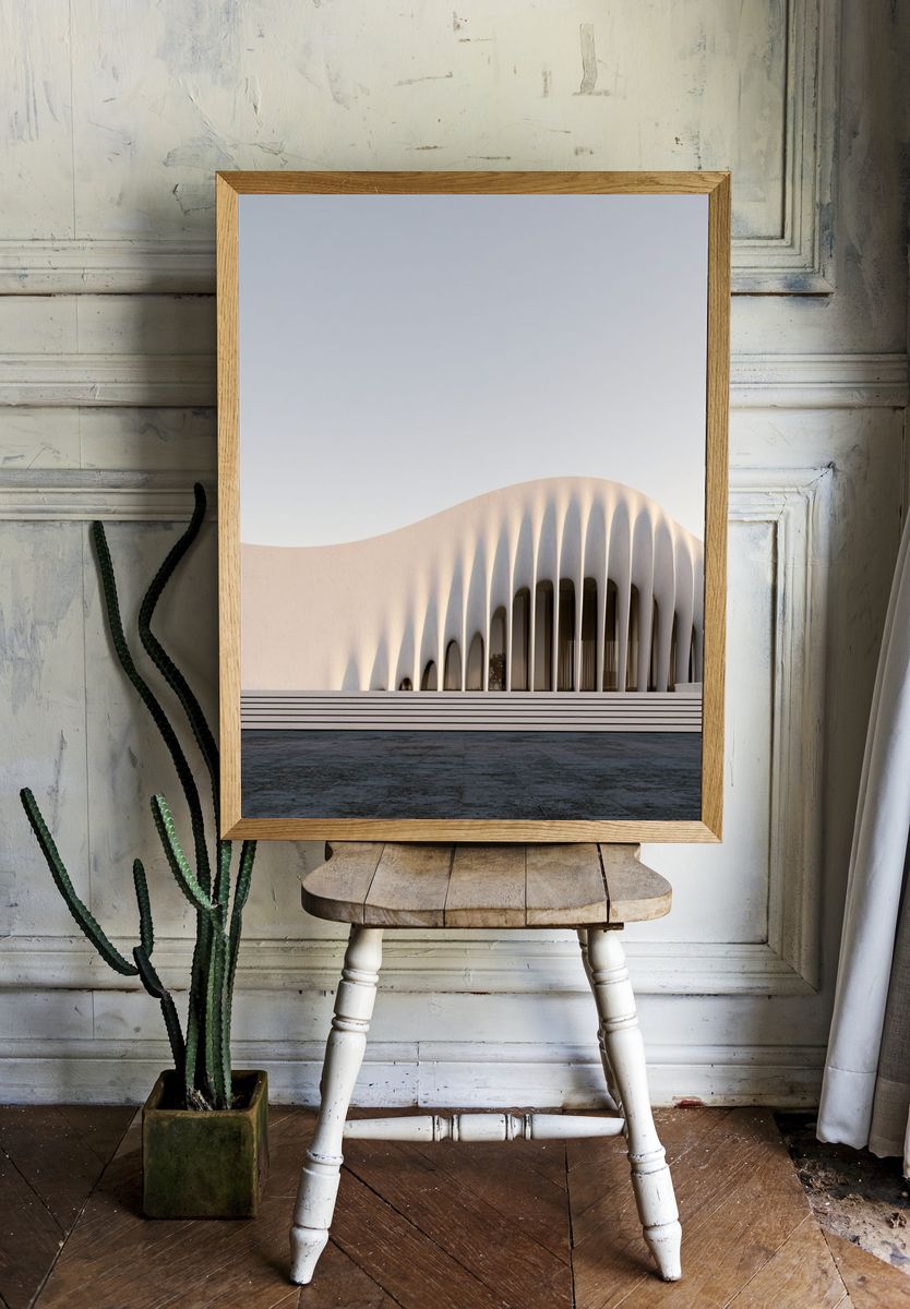 Modern Curved Facade Photography Poster. — room view 1