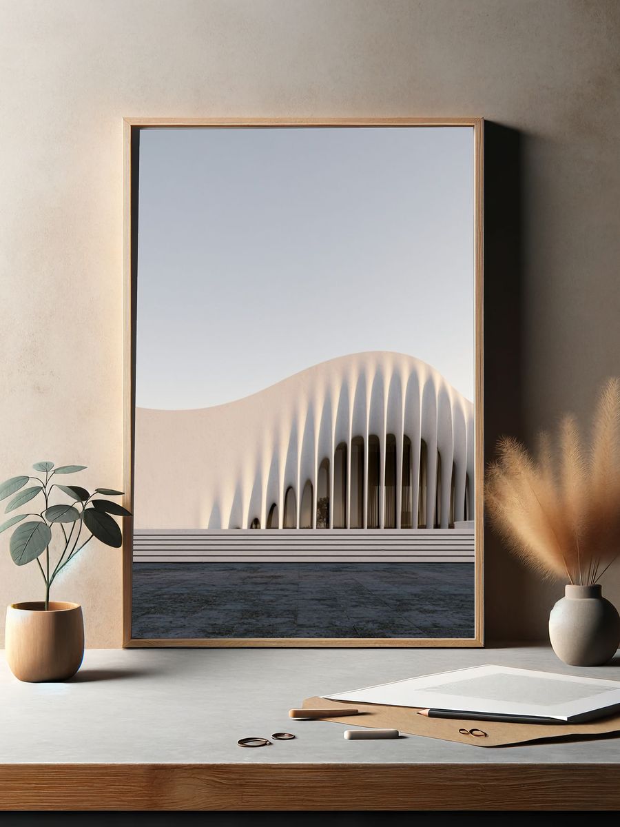 Modern Curved Facade Photography Poster. — room view 2