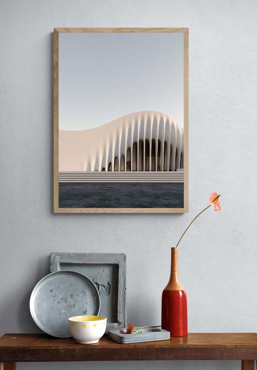 Modern Curved Facade Photography Poster. — room view 3