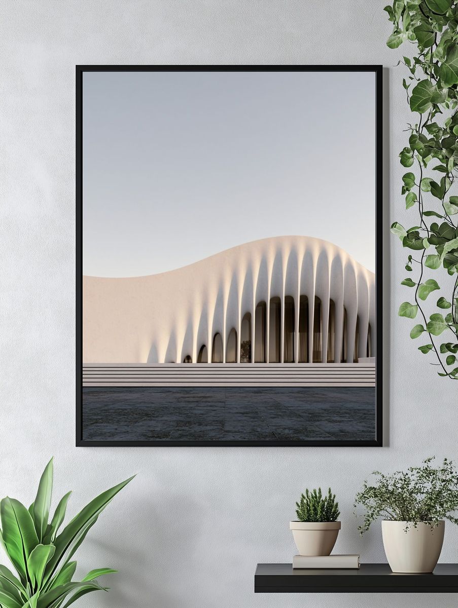 Modern Curved Facade Photography Poster. — room view 4