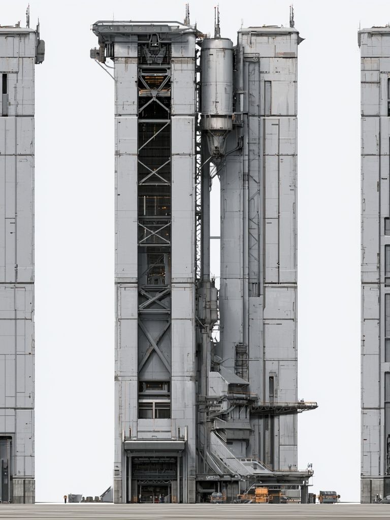 Industrial Rocket Launch Tower Print. poster detail