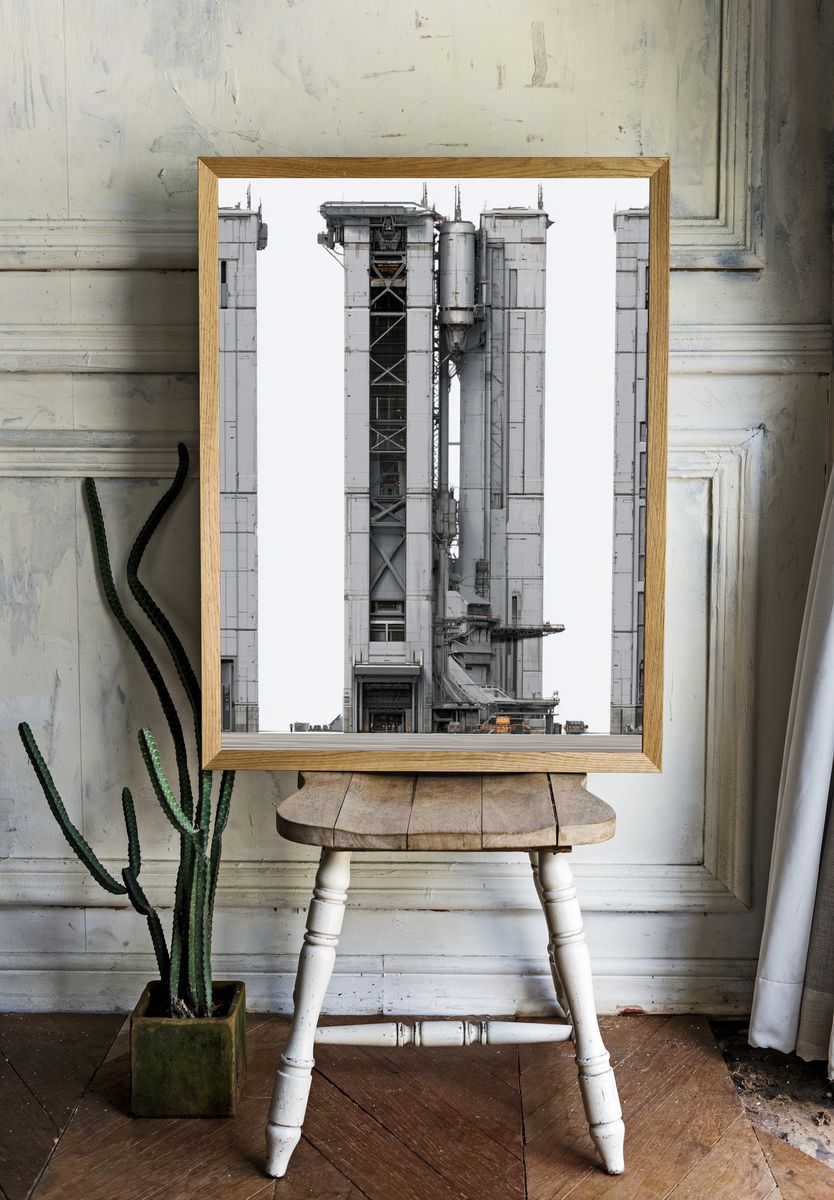 Industrial Rocket Launch Tower Print. room preview