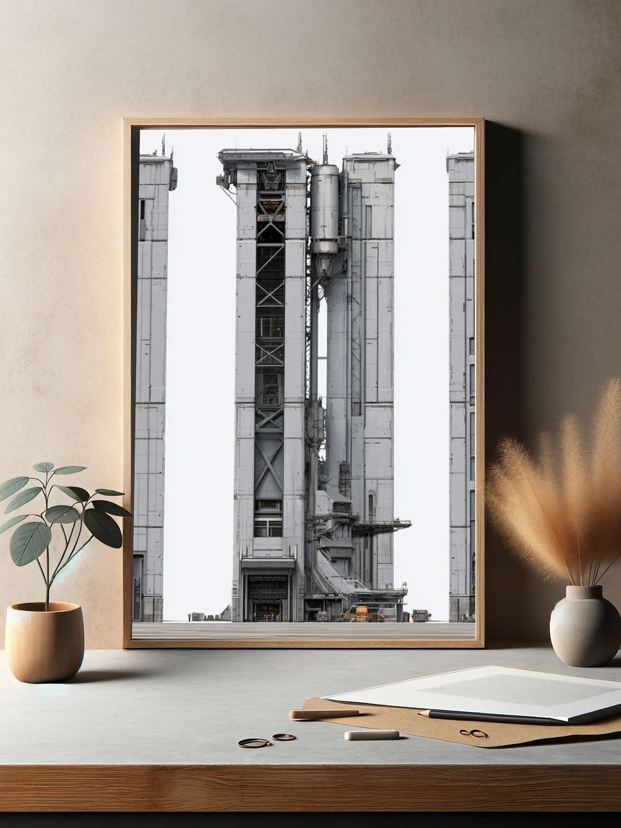 Industrial Rocket Launch Tower Print. — room view 2