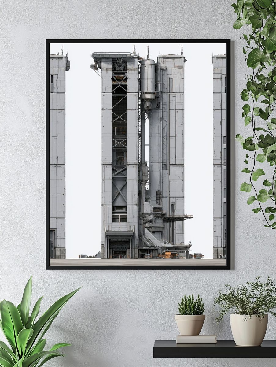 Industrial Rocket Launch Tower Print. — room view 4
