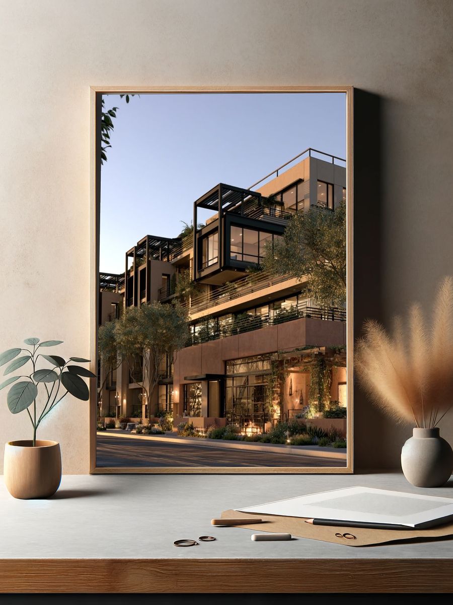 Modern Apartment Building Architecture Poster. — room view 2