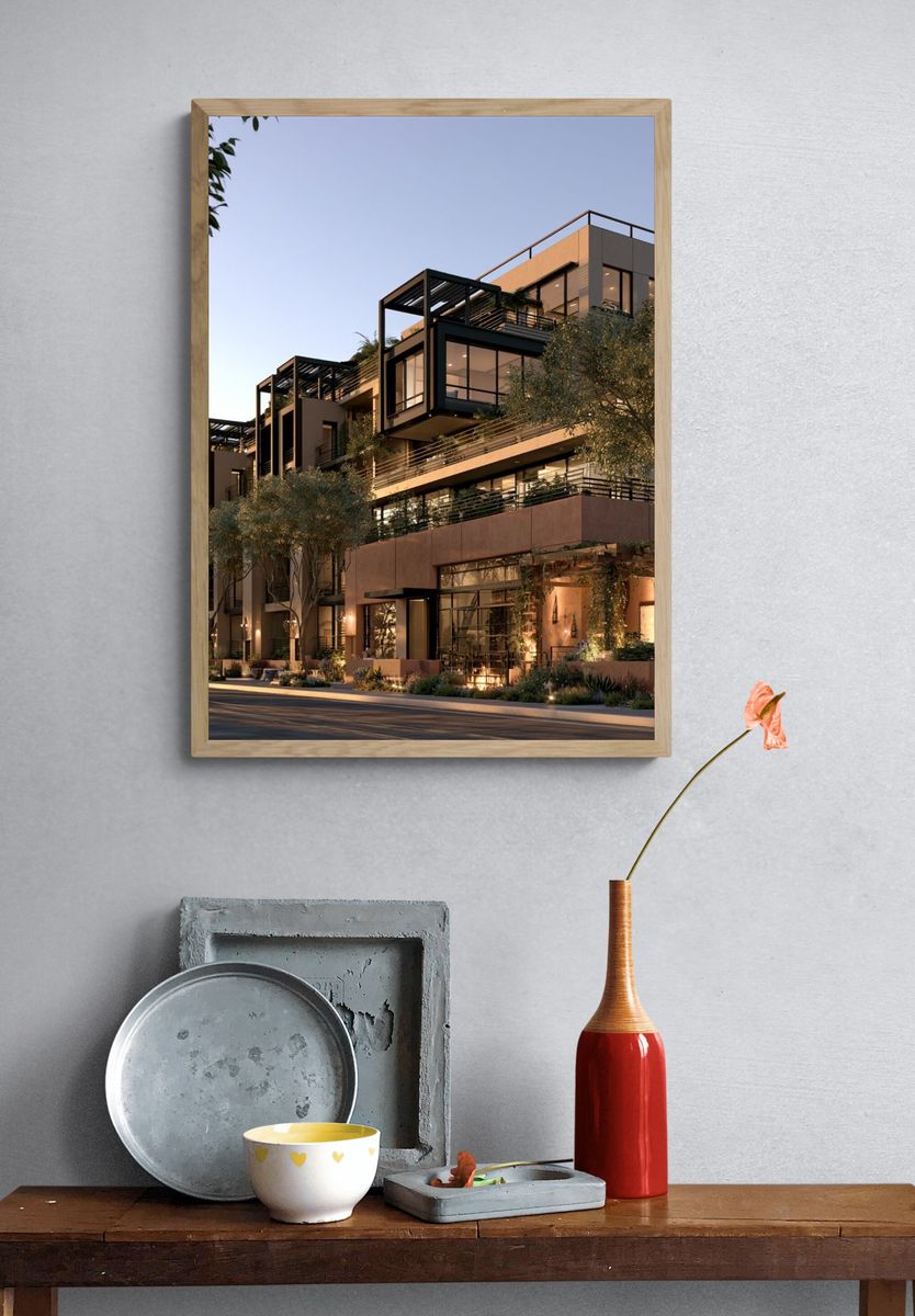 Modern Apartment Building Architecture Poster. — room view 3