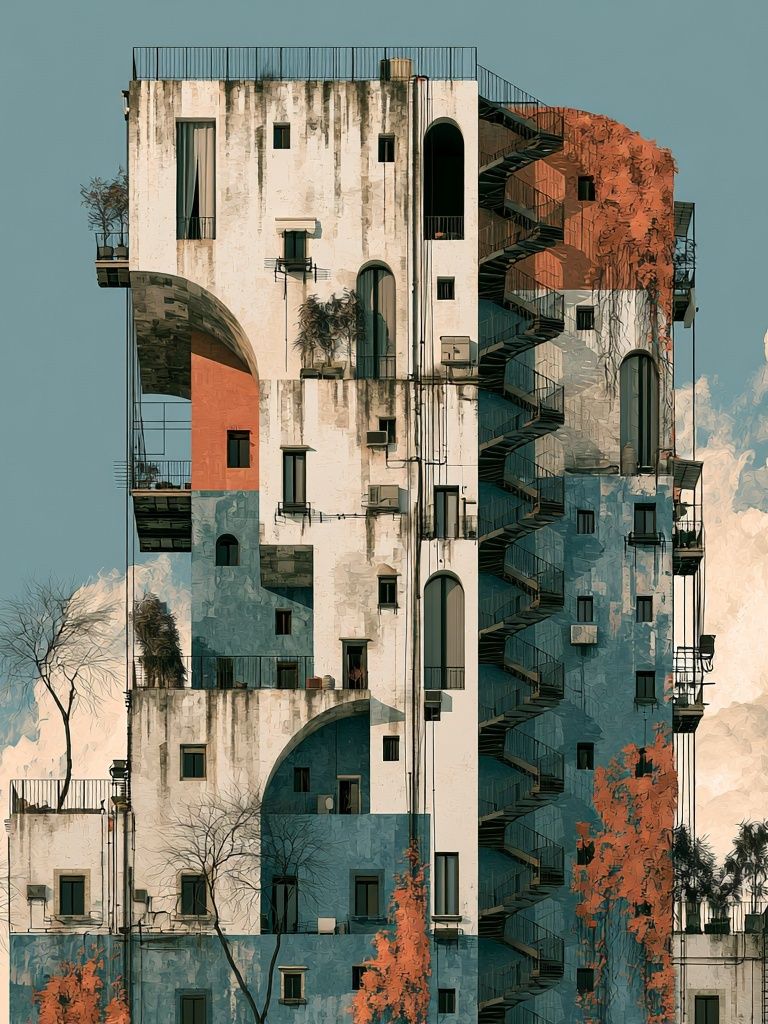 Surreal Tower Architecture Print. poster — architecture art