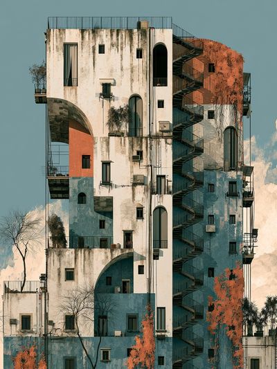 Surreal Tower Architecture Print. poster