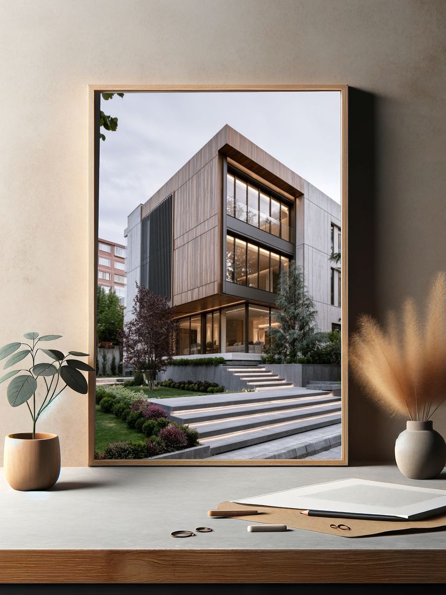 Modern House Exterior Photography Poster. — room view 2