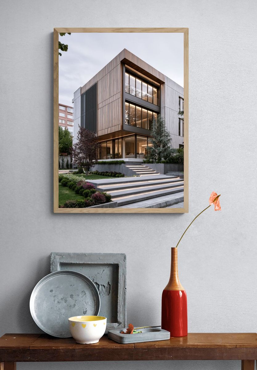 Modern House Exterior Photography Poster. — room view 3