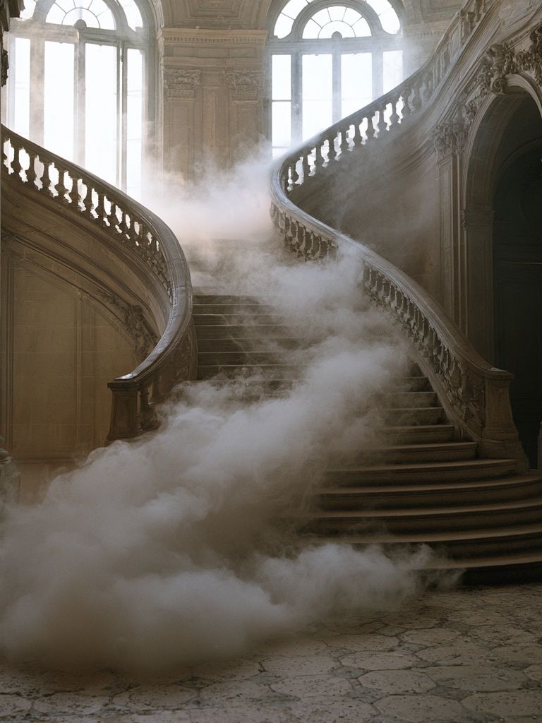 Grand Staircase in Mist Photography Poster. poster — architecture art