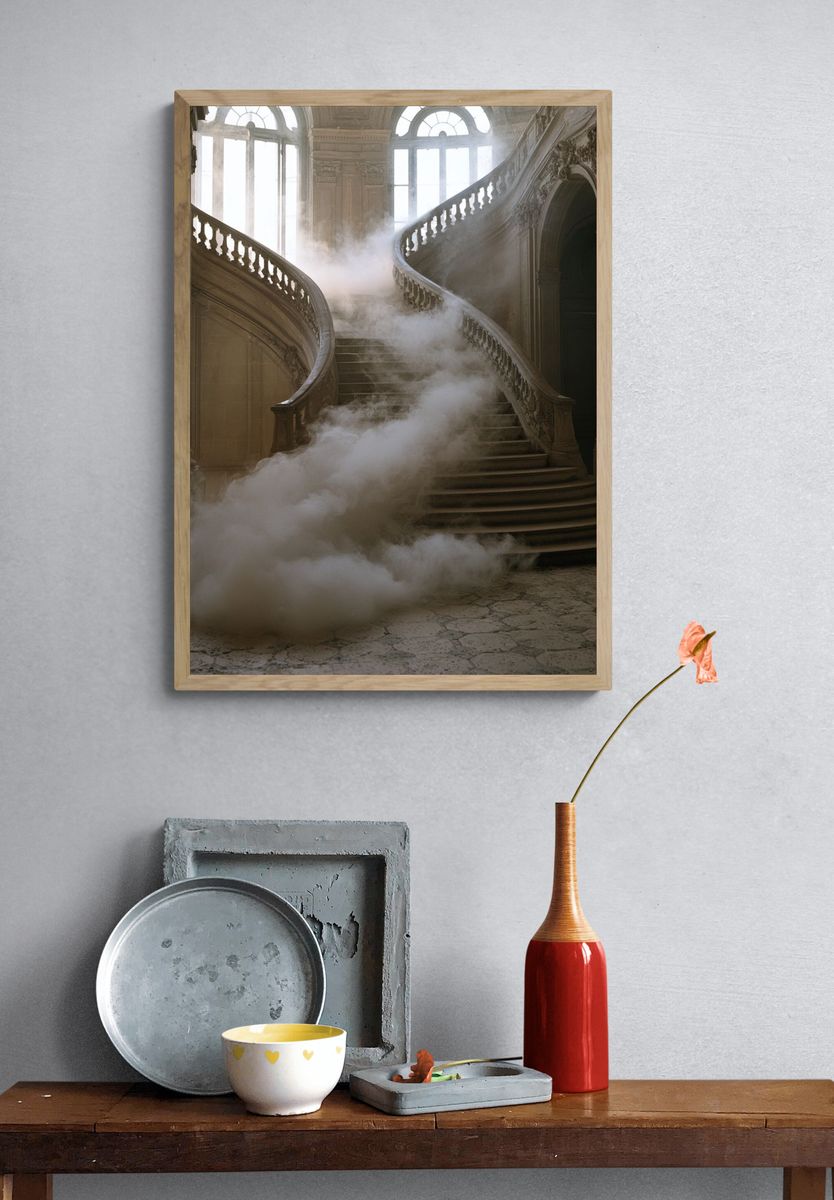 Grand Staircase in Mist Photography Poster. — room view 3