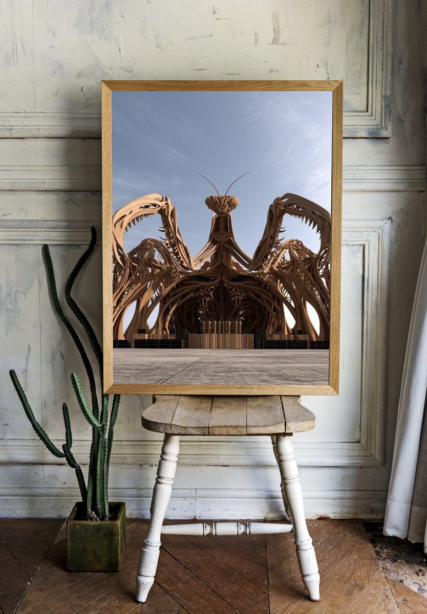 Surreal Biomorphic Pavilion Print. room preview