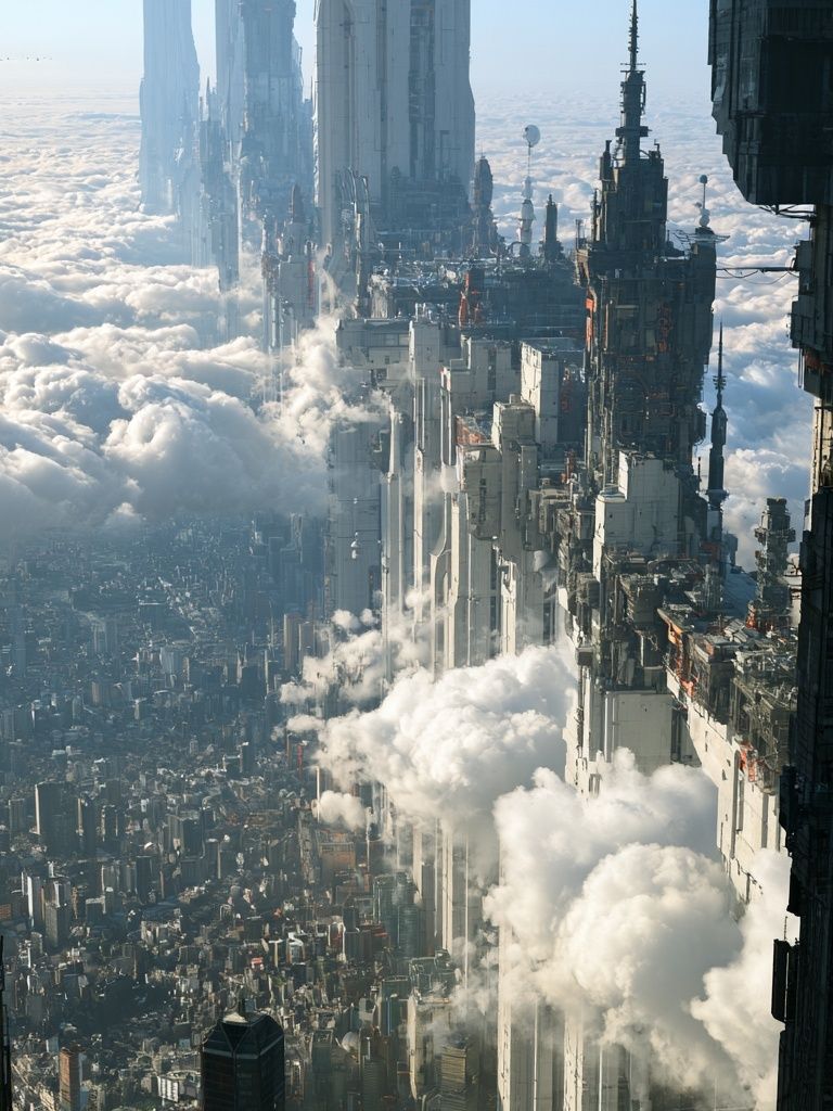 Cloud City Skyline Sci-Fi Poster. poster — architecture art