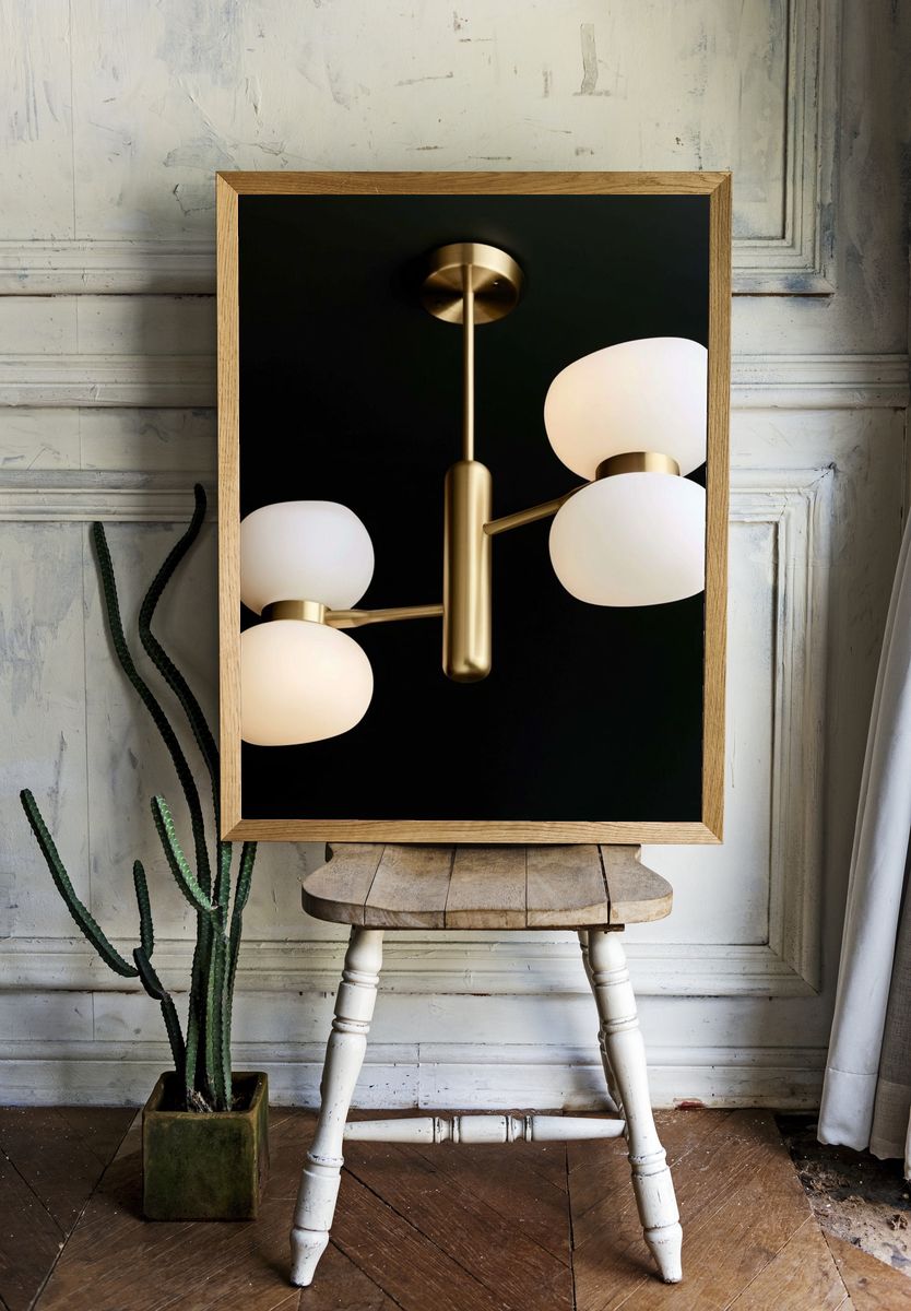 Modern Brass Ceiling Light Poster. — room view 1
