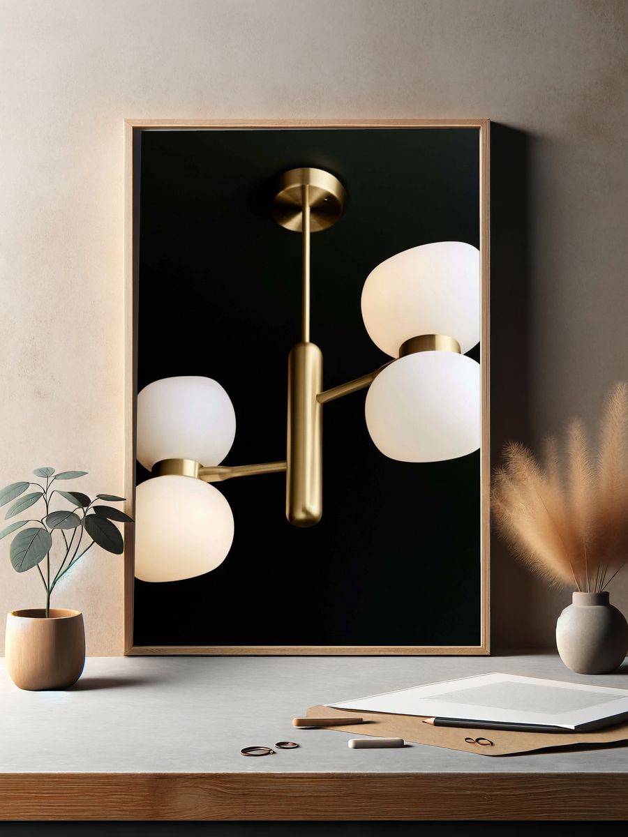 Modern Brass Ceiling Light Poster. — room view 2