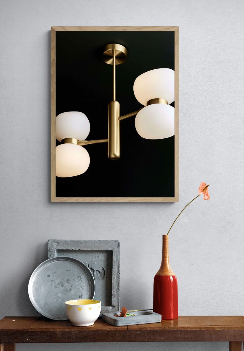 Modern Brass Ceiling Light Poster. — room view 3
