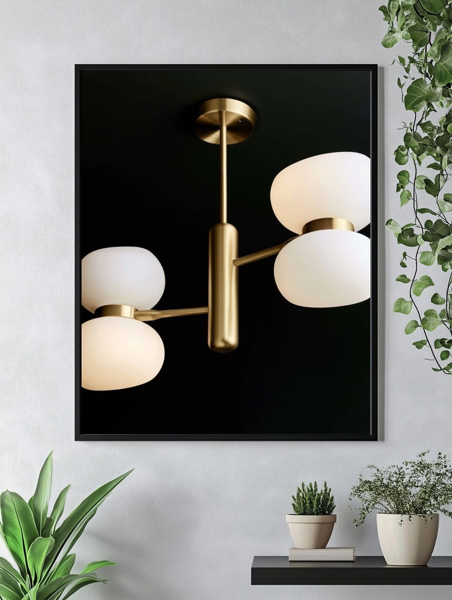 Modern Brass Ceiling Light Poster. — room view 4