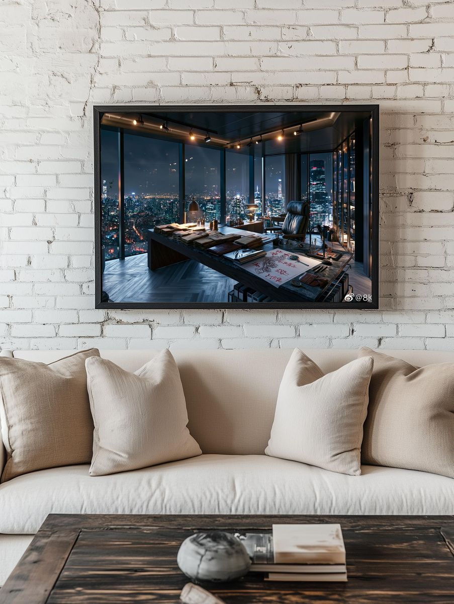 Night City Office Interior Poster. — room view 1