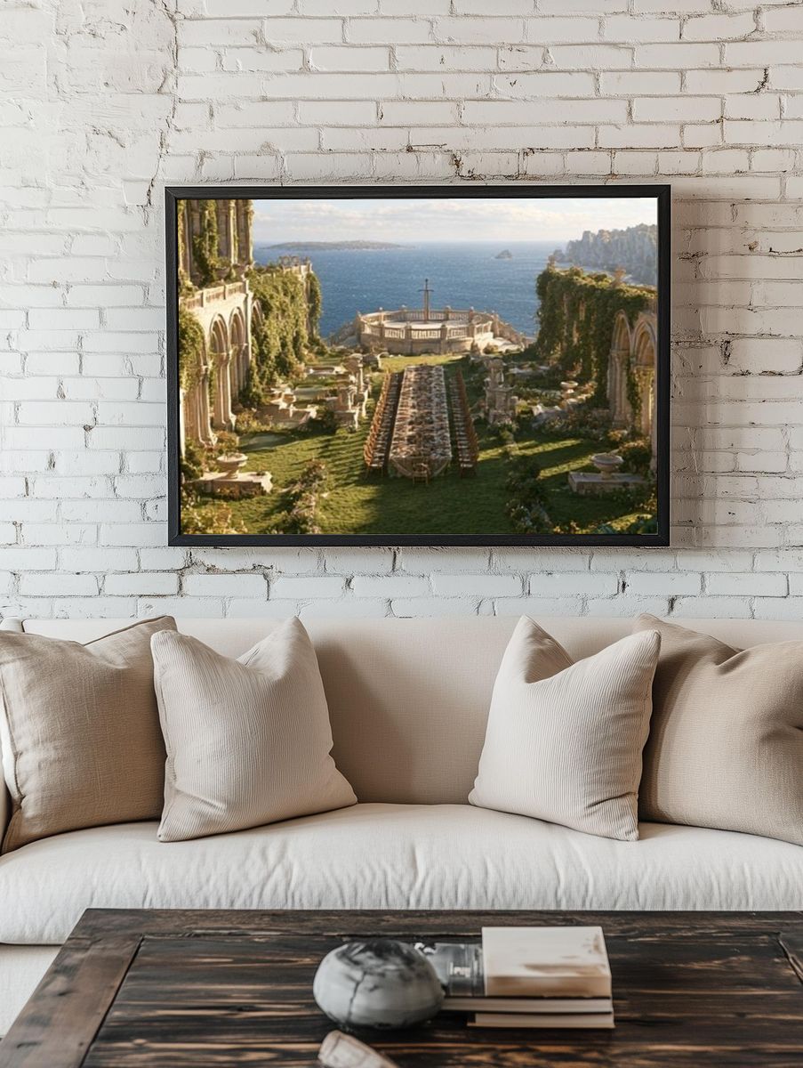 Seaside Ruins Landscape Poster. room preview