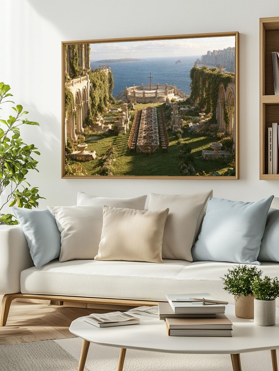 Seaside Ruins Landscape Poster. — room view 2