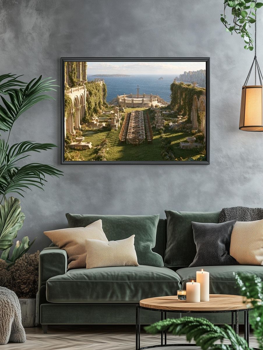 Seaside Ruins Landscape Poster. — room view 4