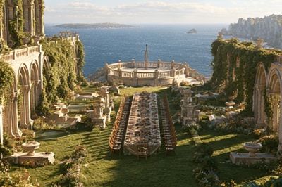 Seaside Ruins Landscape Poster. poster