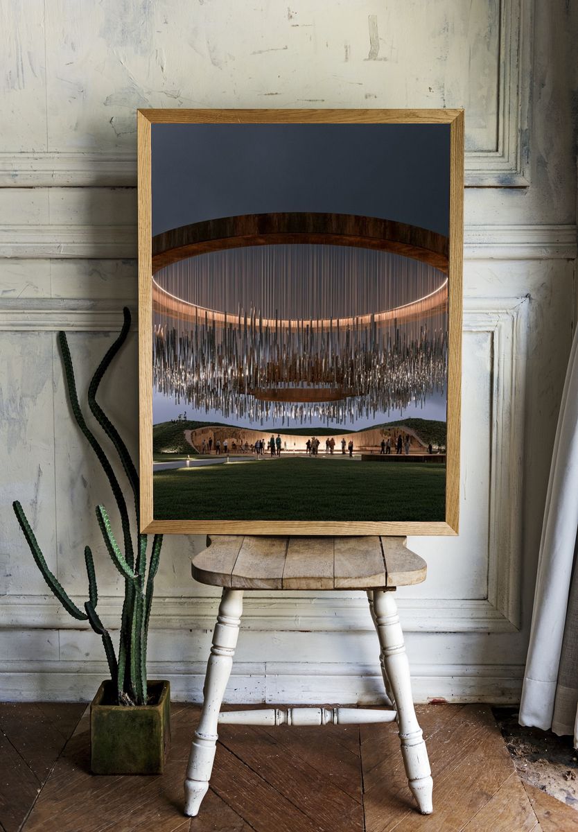 Futuristic Ring Pavilion Architecture Poster. — room view 1