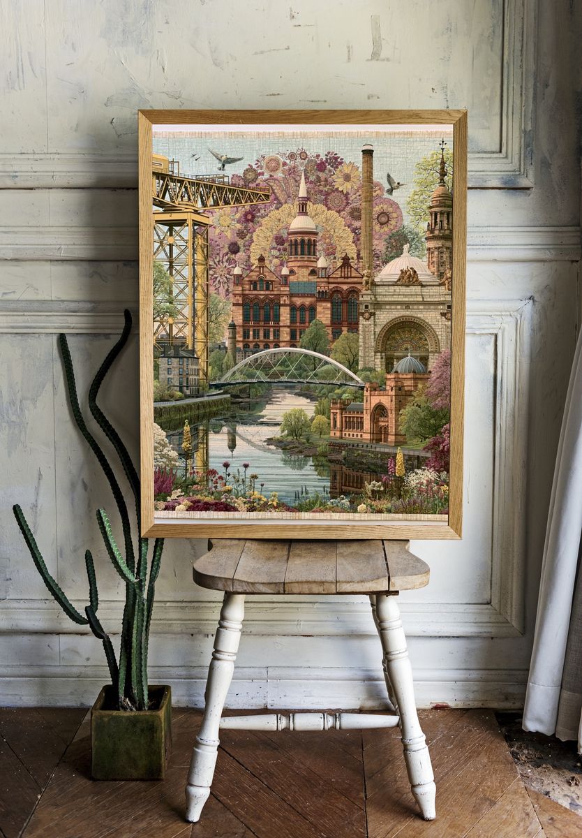 Glasgow Floral Cityscape Print. room preview