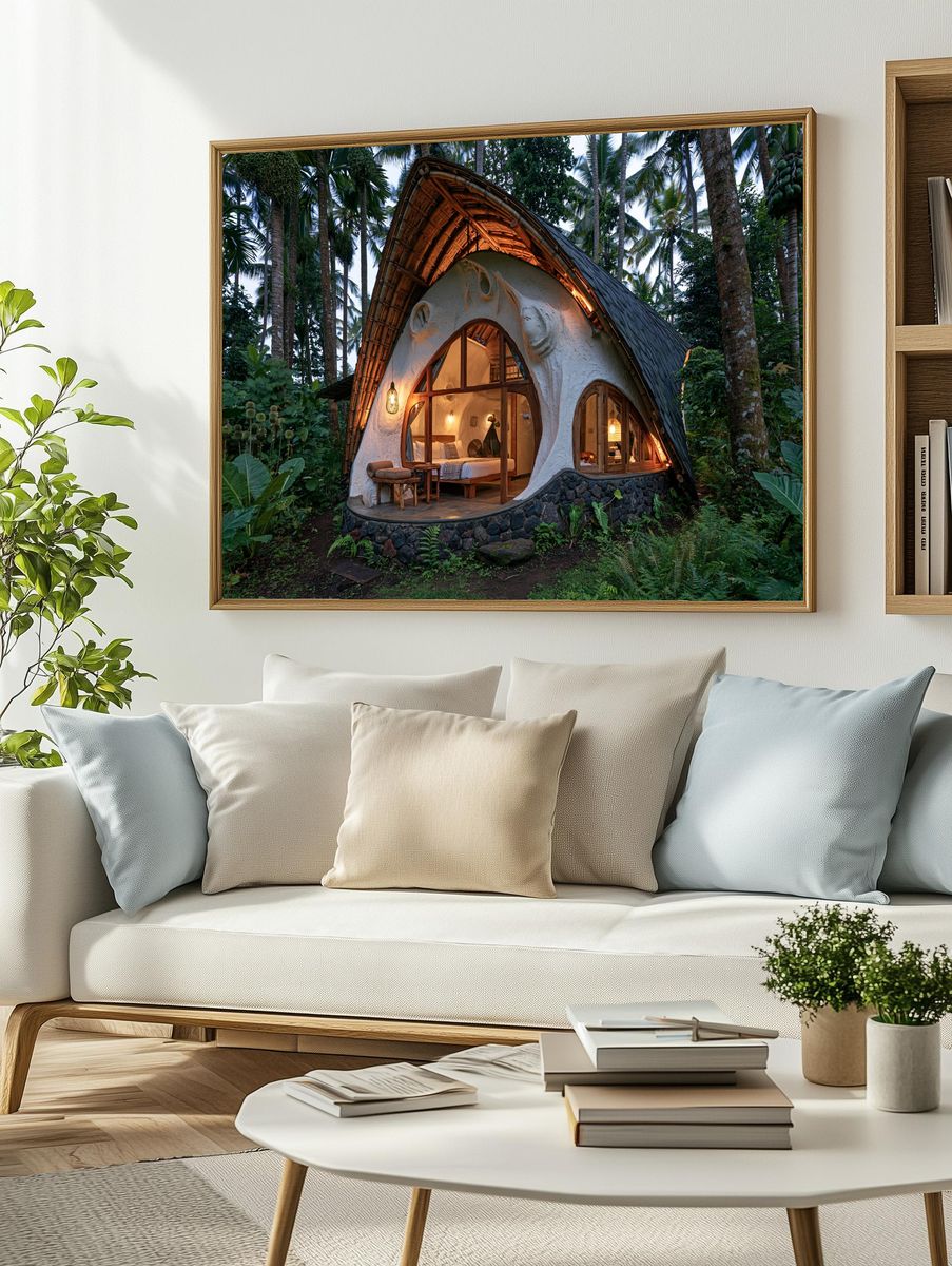 Tropical Bamboo Cottage Photography Poster. — room view 2