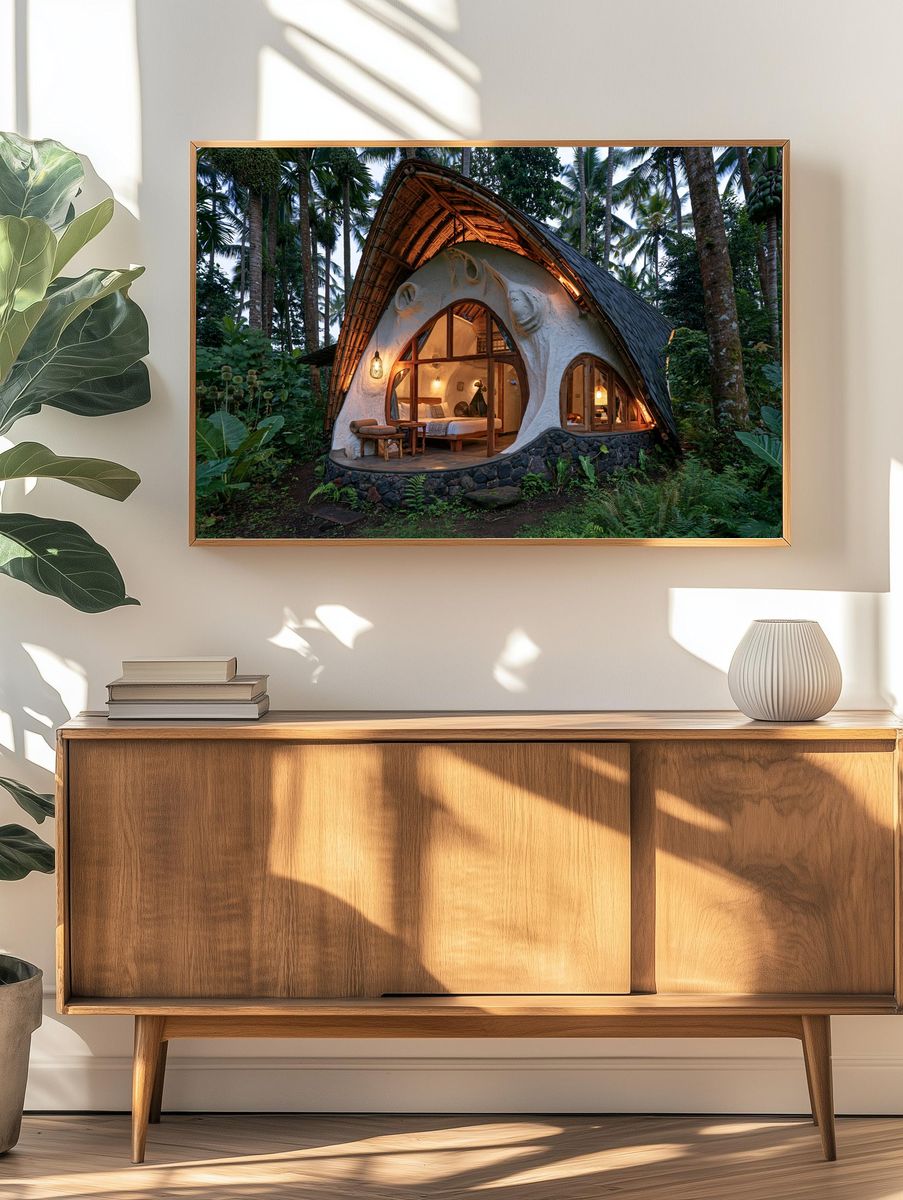 Tropical Bamboo Cottage Photography Poster. — room view 3