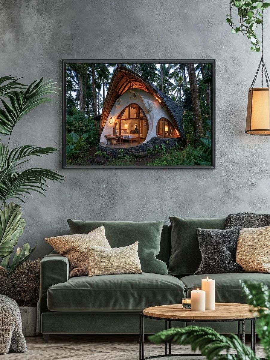 Tropical Bamboo Cottage Photography Poster. — room view 4
