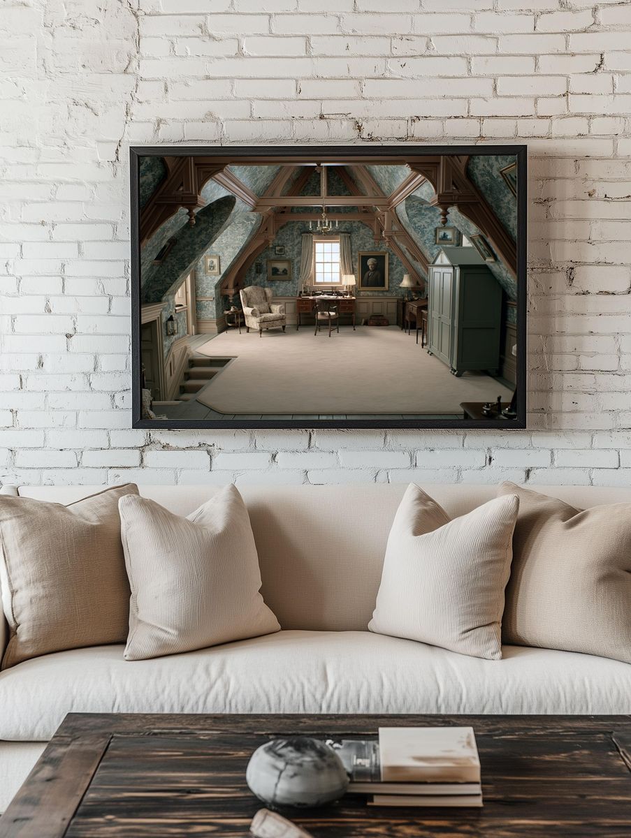 Victorian Attic Study Interior Print. — room view 1
